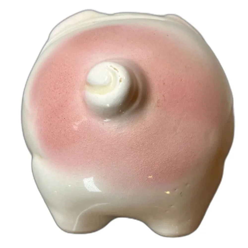 Vintage Ceramic Piggy Bank Pastel Pink Blue Pig MCM Nursery Art 50s-60s Retro